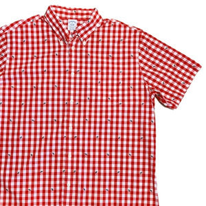 Brooks Brothers Mens Short Sleeve Button Shirt Size XL Red Check Ants Picnic